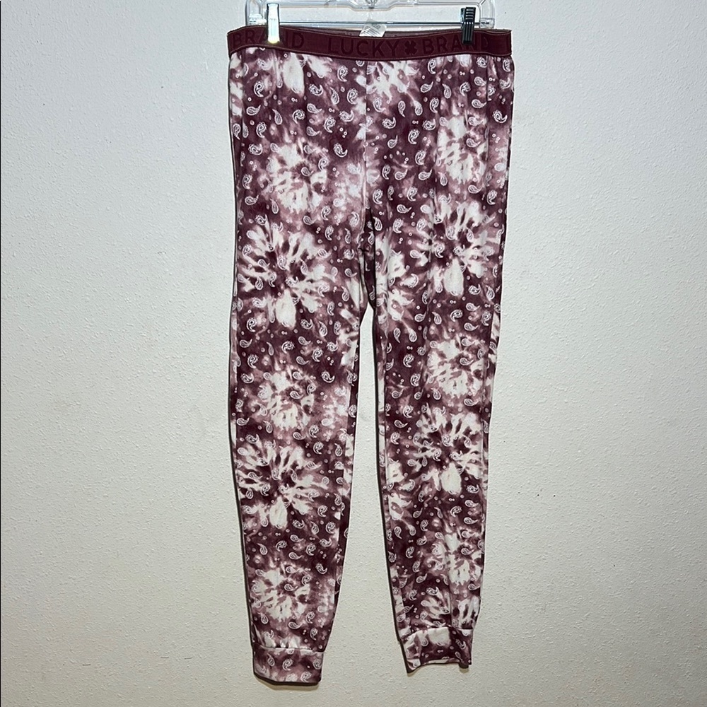 Lucky Brand Purple and White Pajama Pants With Tye Dye Floral Design